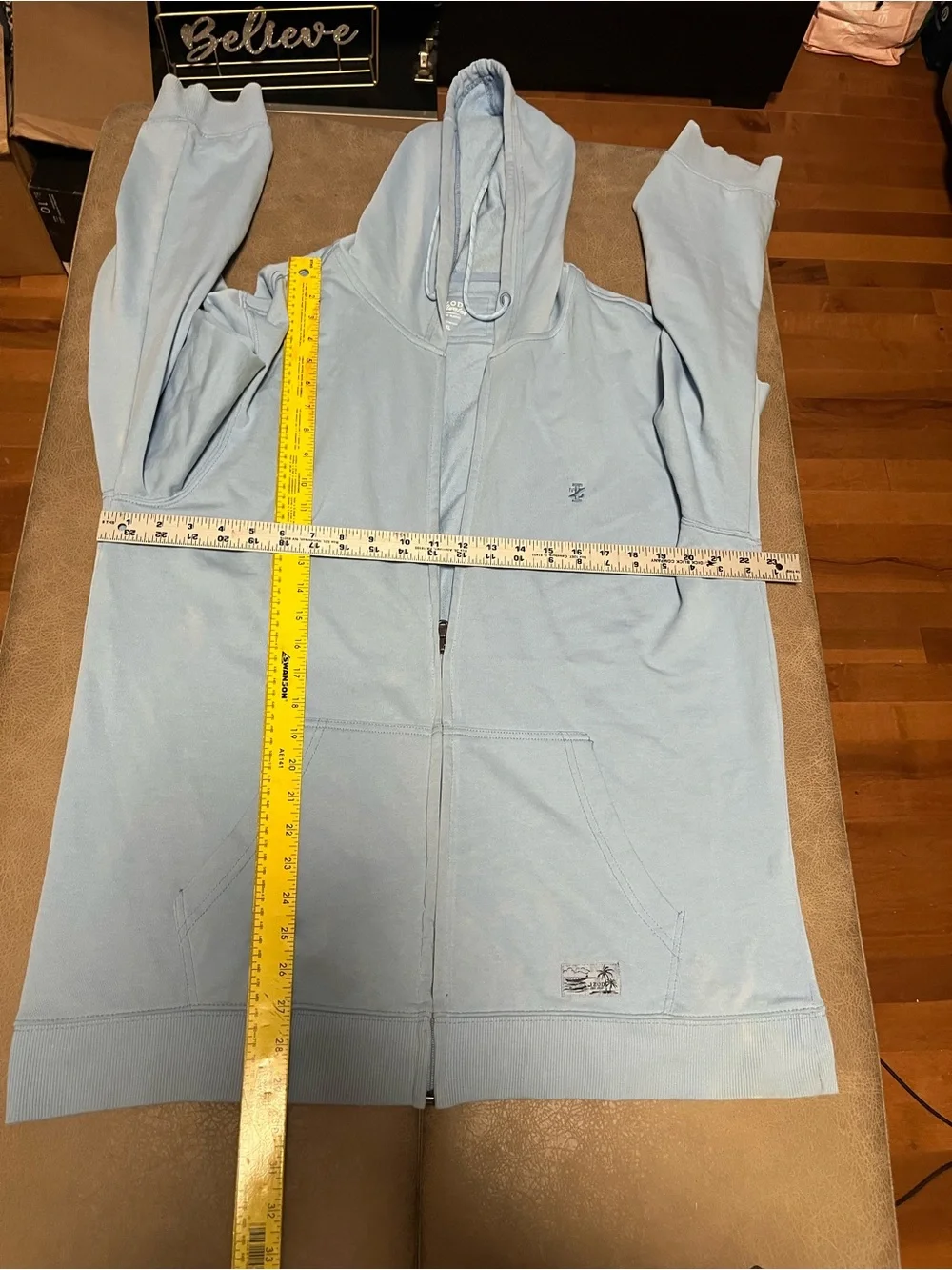 Izod Light Blue Full-Zip Hoodie with Hood size xl